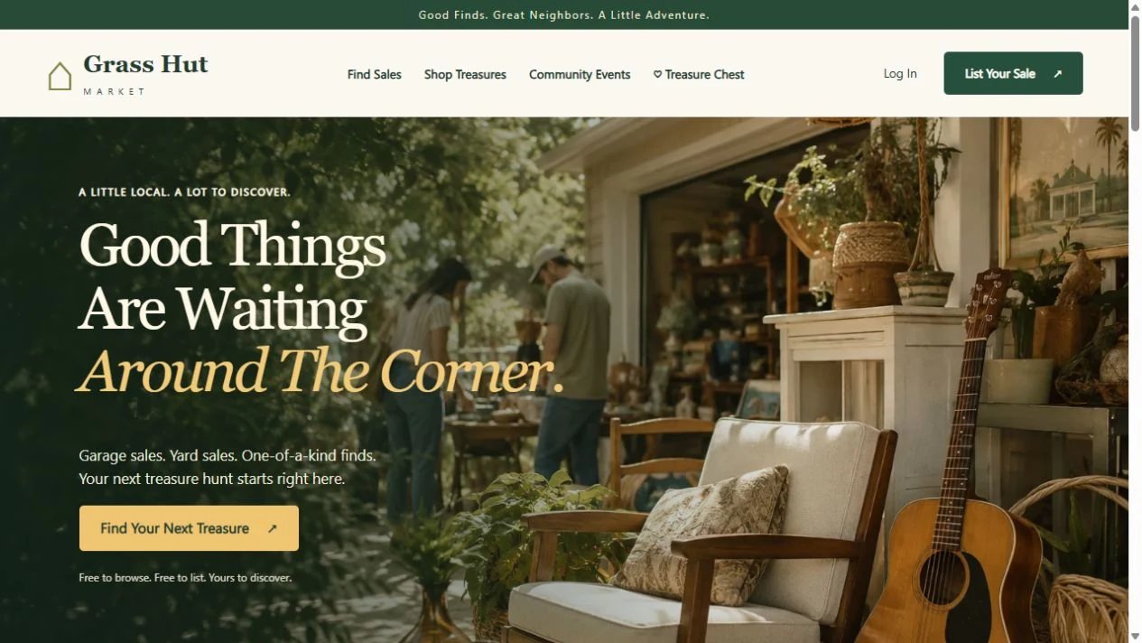 Grass Hut Market website