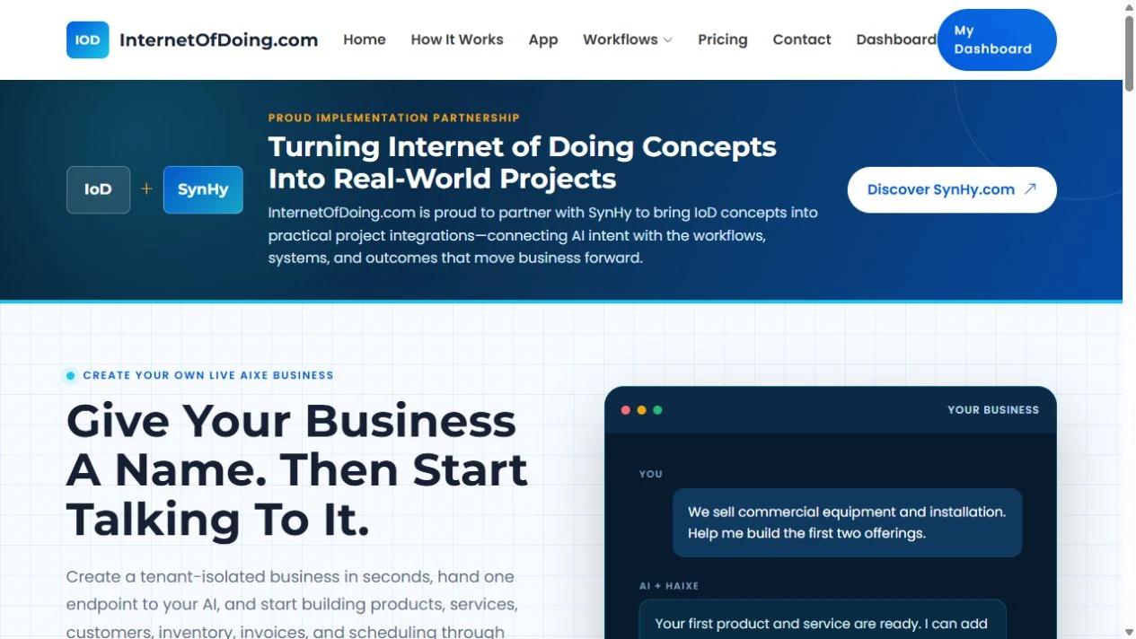 Website snapshot of InternetOfDoing