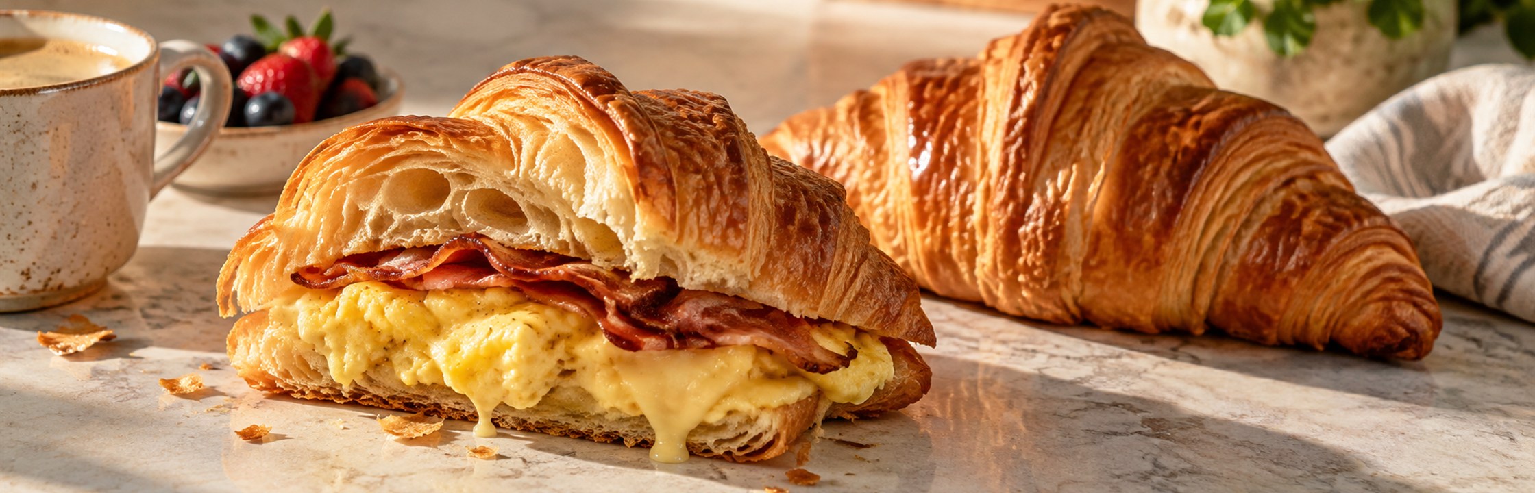 Croissant Sandwiches And Savory Layers — illustrative café photography