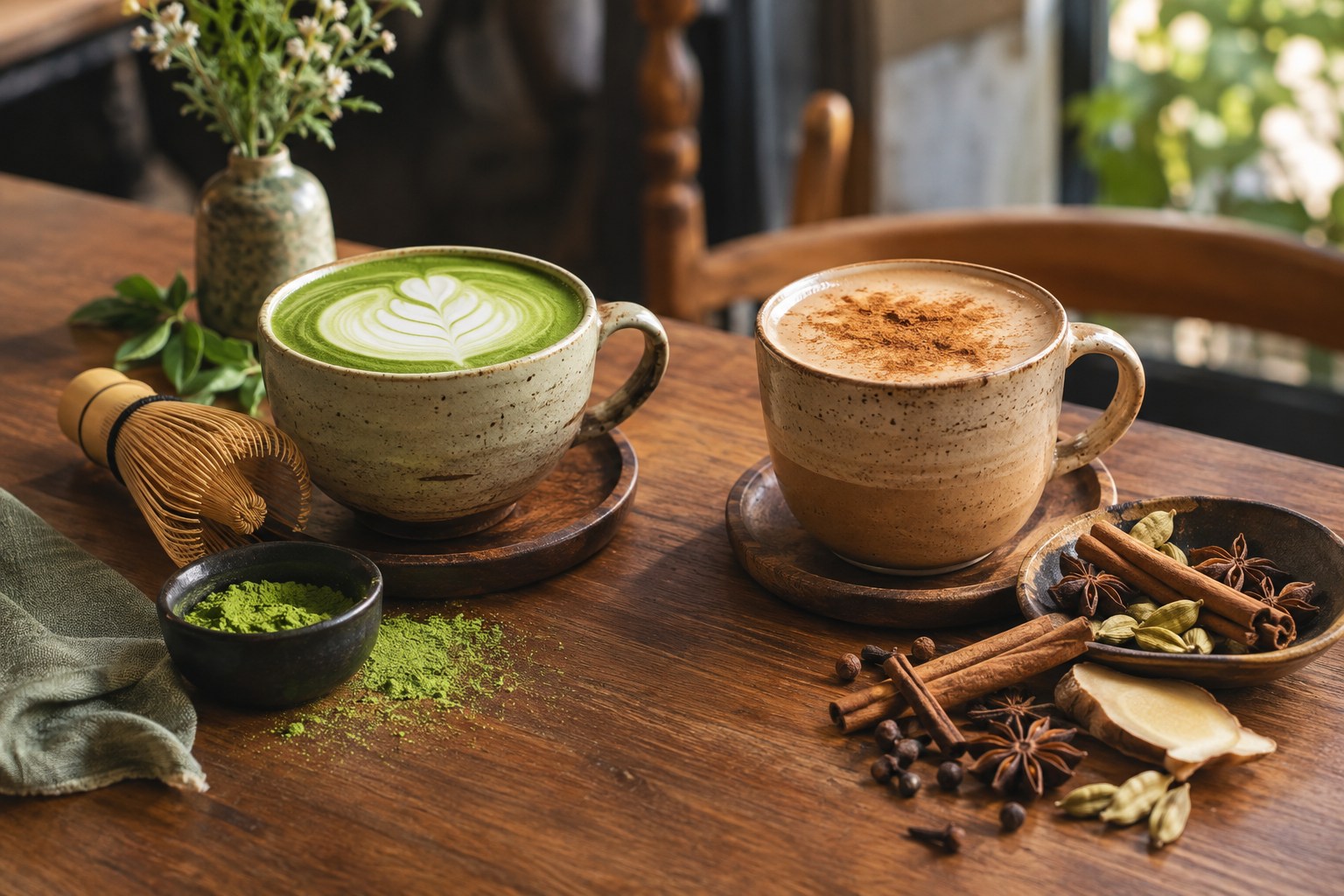 Matcha And Chai Are Different Journeys — illustrative café photography