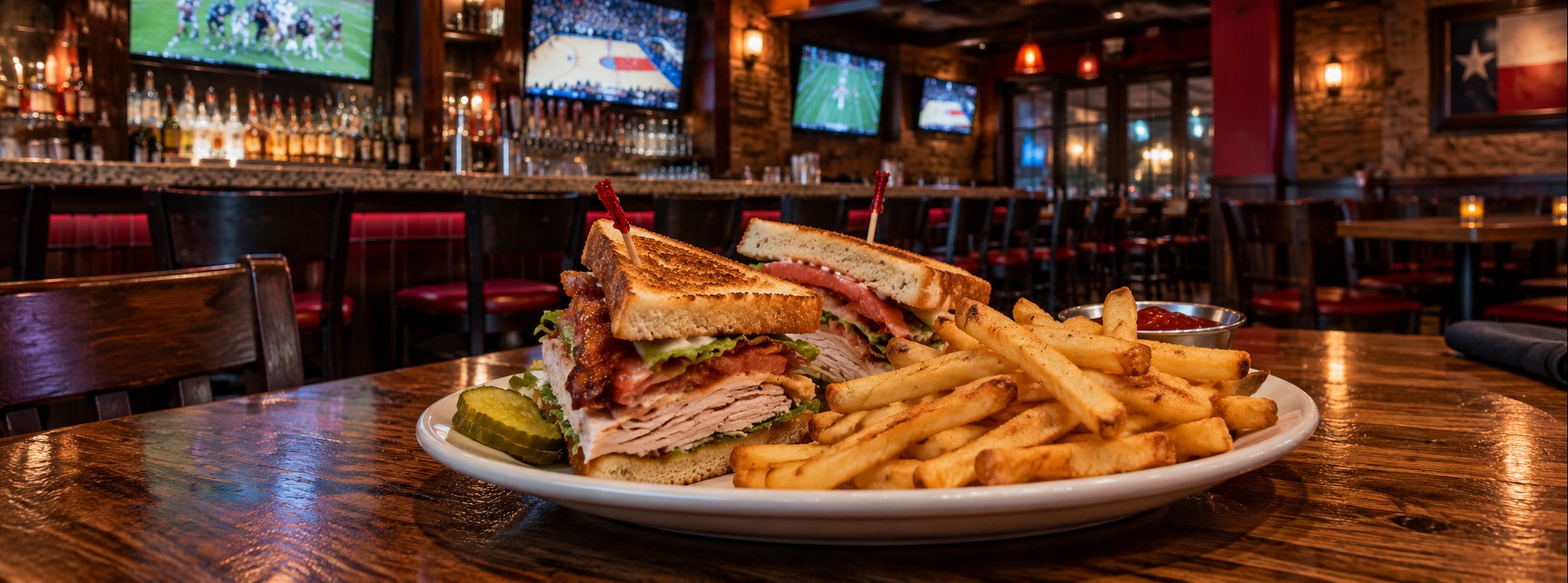 Sports-bar food and atmosphere