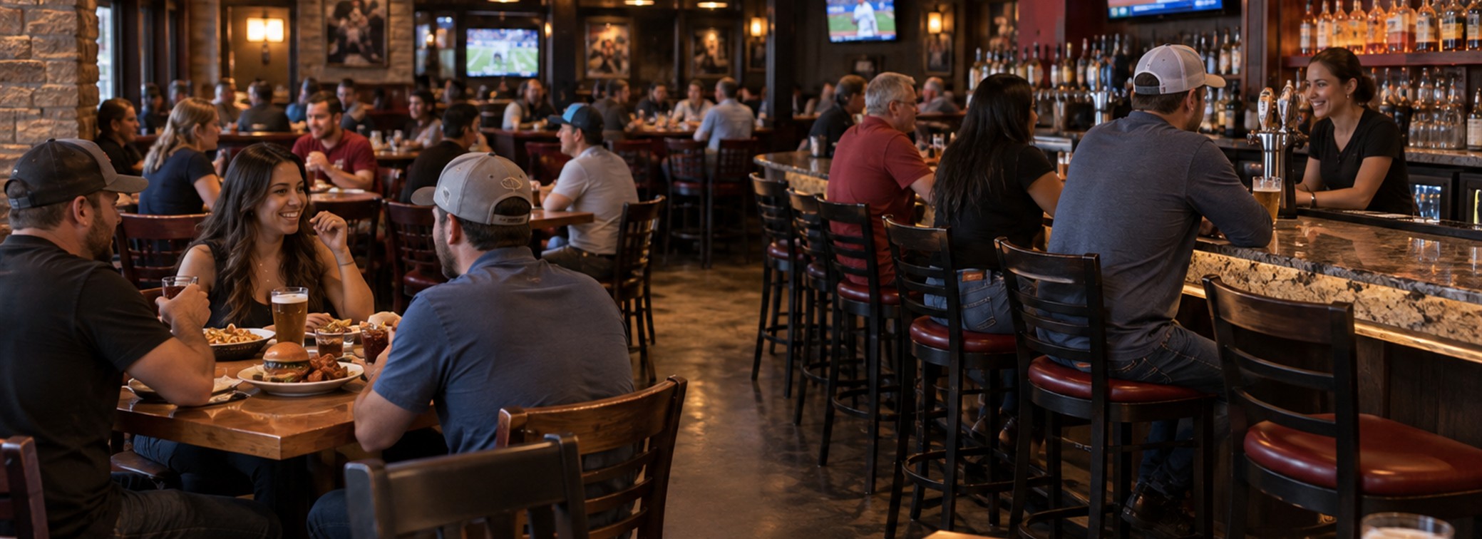 Food and game-day atmosphere at {{Business.BusinessName}}
