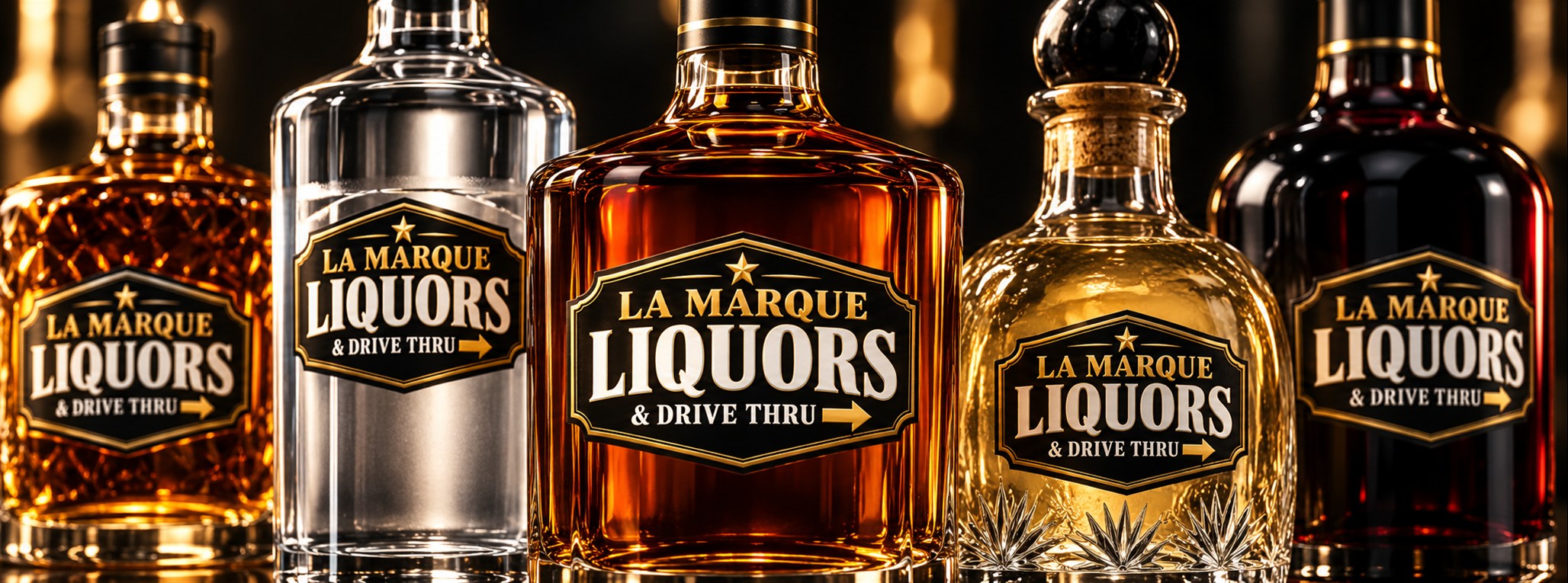 Branded liquor-store artwork