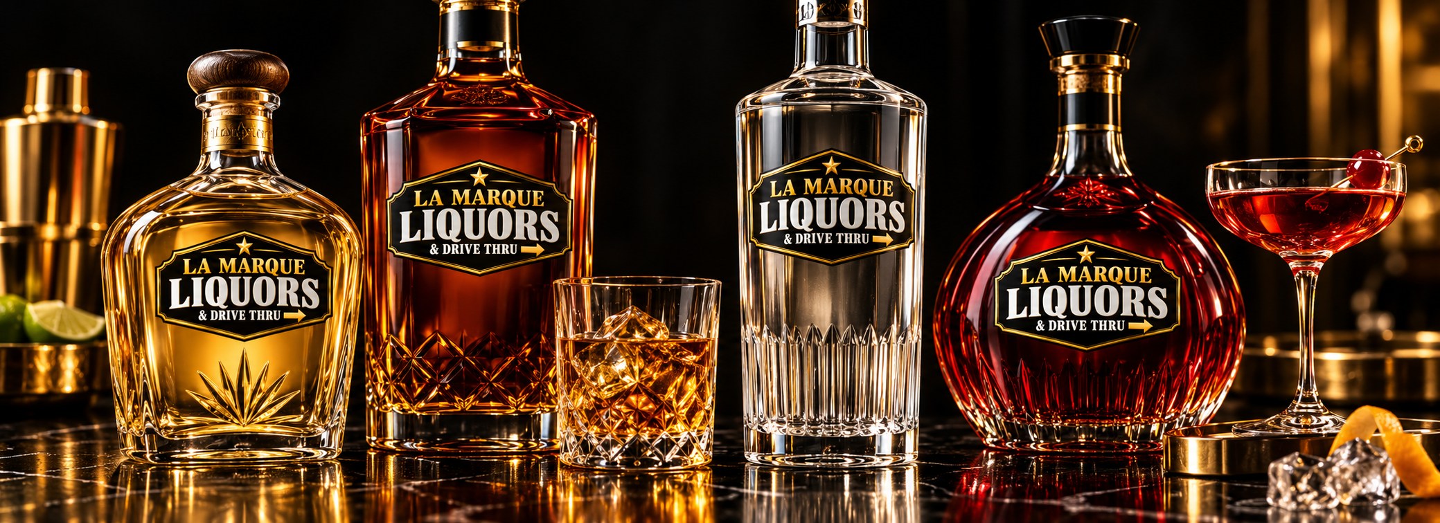 Branded liquor-store artwork